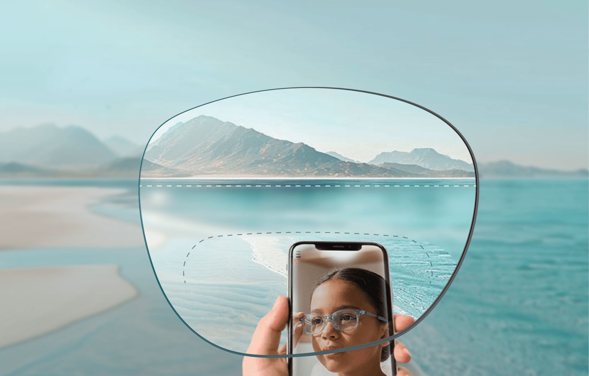 Bifocal lens with an upper distance zone and a lower reading segment